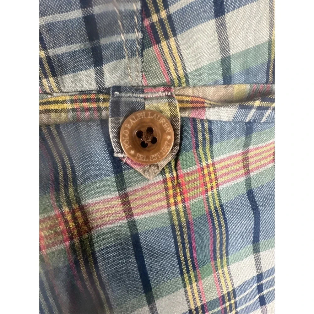 Polo Ralph Lauren Reversible Shorts Mens Size 52 Multicolor Plaid Khaki Cotton